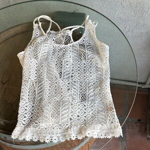Pinky White Lace Tank Top
